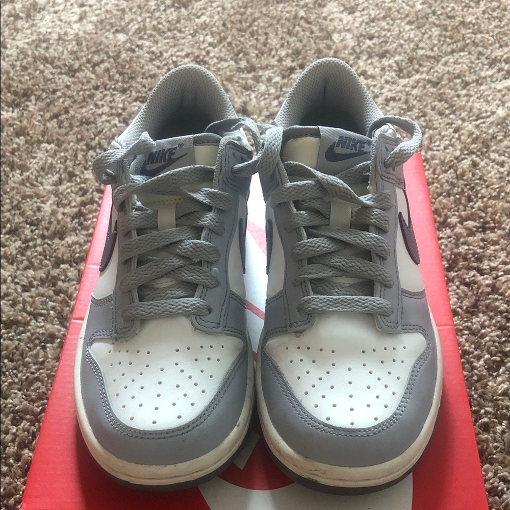 Nike Dunk Low White and Gray Sneakers with Gray Swoosh